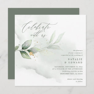 Folhagem de Eucalyptus, casamento chic de ouro ver