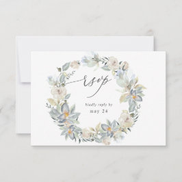 Folhagem de Hortelã & Floral Branco com RSVP de Re