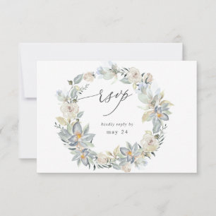 Folhagem de Hortelã & Floral Branco com RSVP de Re