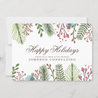 Folhagem de Watercolor Holly | CARTÕES DE NATAL