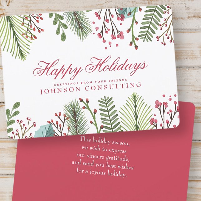 Folhagem de Watercolor Holly | CARTÕES DE NATAL (Criador carregado)