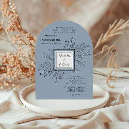 Folhagem Delicada | Convite de casamento Dusty Blu