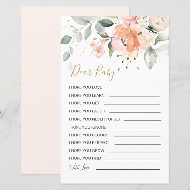 Folhagem Floral Desejos para Caça-Bebê Folha de Pa (Frente/Verso)