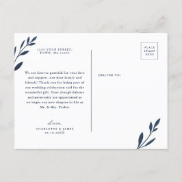 Folhagem marinho e Rosa Obrigado cartão postal