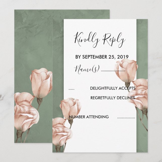 folhagem moderna Convite RSVP (Frente/Verso)