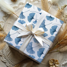 Folhagem moderna de Ginkgo em azul poeirento