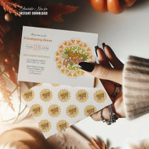 Folhagem Moderna Mandala Convite para Ação de Graç