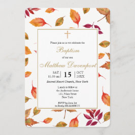Folhagem outono Convite para Batismo