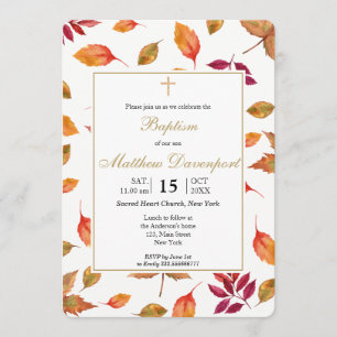 Folhagem outono Convite para Batismo