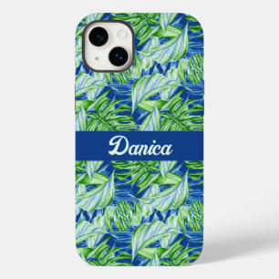 Folhagem tropical em verde e azul