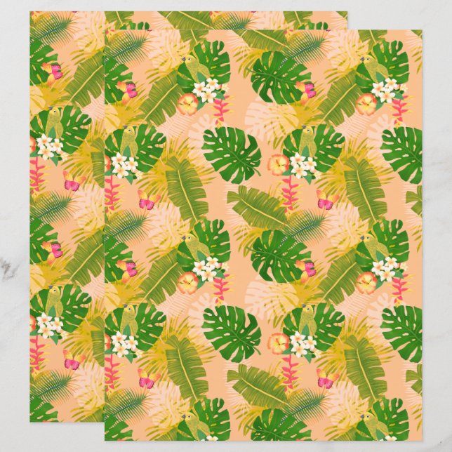 Folhagem Tropical Verão Laranja (Frente/Verso)