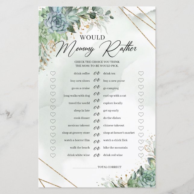 Folhagem verde-suculenta Mamãe Preferencialmentes (Frente)