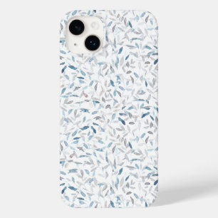 Folhas azuis de cinzas de aquarela botânica em bra