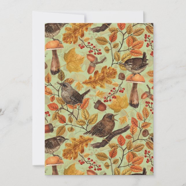 Folhas, bagas, cogumelos e wrenes de outono (Frente)