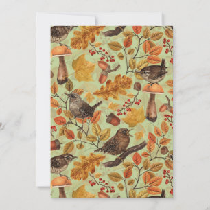 Folhas, bagas, cogumelos e wrenes de outono