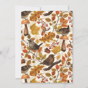 Folhas, bagas, cogumelos e wrenes de outono