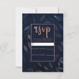Folhas Botânicas Azul Escuro Rosa Dourado RSVP Cas