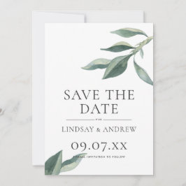 Folhas Botânicas Modernas Salvem o Anúncio de Data