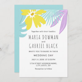 Folhas botânicas tropicais Convite para o casament