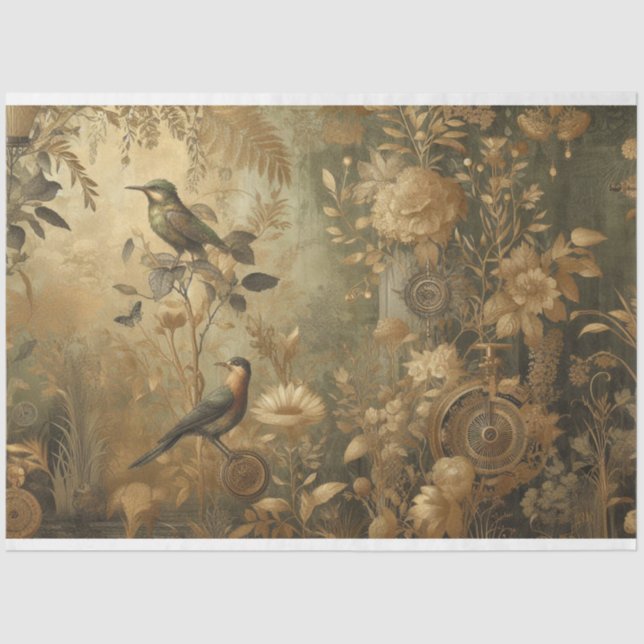 Folhas Botânicas Vapor De Papel De Decoupage (Frente )