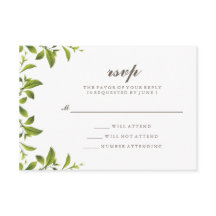 Folhas Botânicas Verdes Elegantes Casamento RSVP