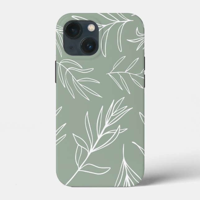 Folhas Brancas Na capas de iphone Verde De Casaco (Verso)