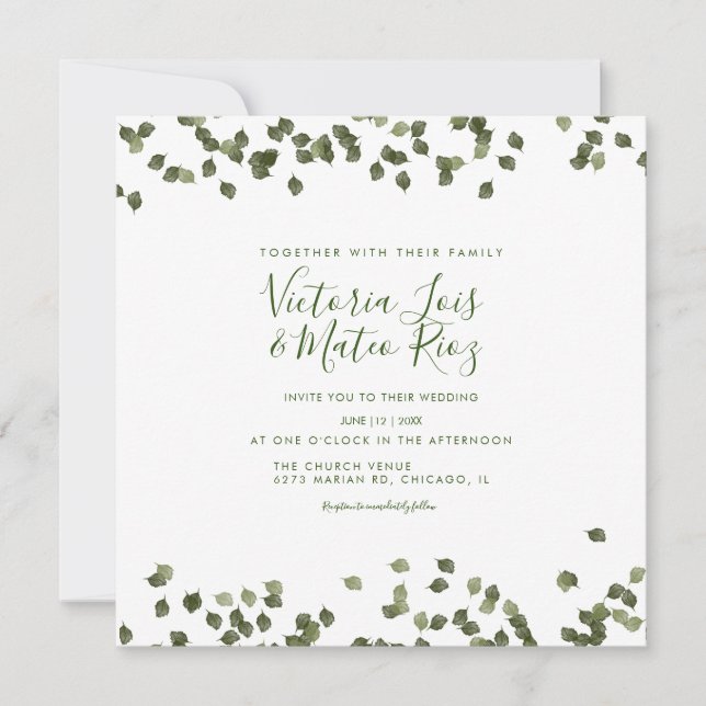 Folhas Caem Outono Rústico Casamento (Frente)