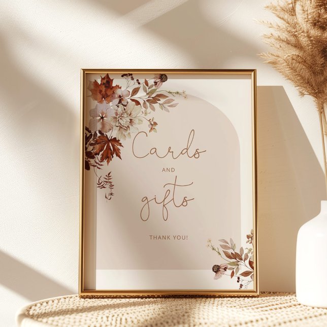 Folhas caídas Cartões de arco e presentes poster (Criador carregado)