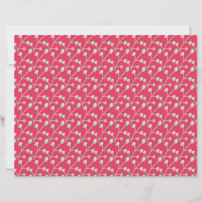 Folhas Cinza Prateado com Fundo Rosa Vermelho Vibr (Frente)