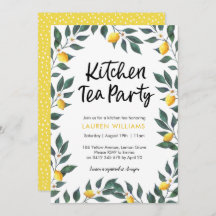 Folhas da árvore de limão do convite do tea party