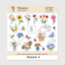 Folhas de Adesivos de Flores