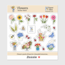 Folhas de Adesivos de Flores