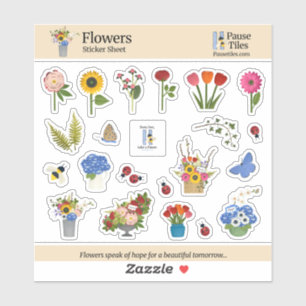 Folhas de Adesivos de Flores
