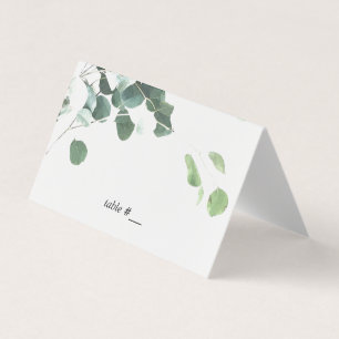 Folhas de aquarela cartões de lugar - dobrados