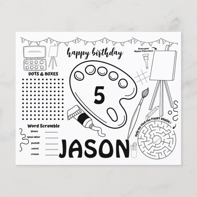 Folhas de arte, página de coloração de atividades  (Frente)