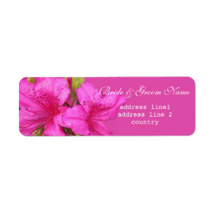 Folhas de azalea rosa, noiva e etiquetas de morada