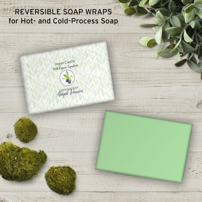 Folhas de Azeite Verde 🍃 Embalagem de Sabões de C (Green Olive Leaves 🍃 Castile Soap Packaging Paper
)