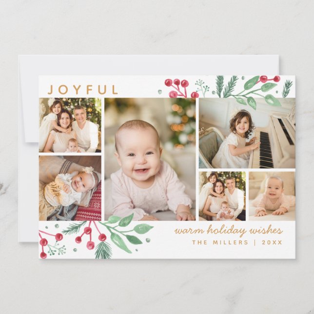 Folhas de Bagas de Inverno Natal Multi-Foto (Frente)