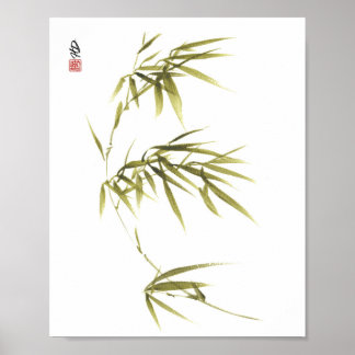 Folhas de bambu na Brisa Impressão de Arte com Pin