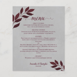 Folhas de Borgonha no Menu de Casamento do Orçamen