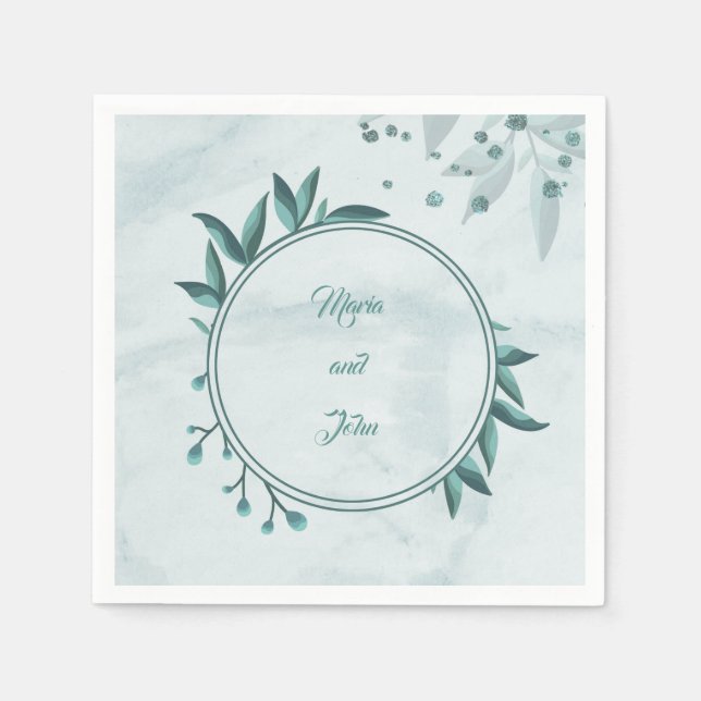 folhas de chá guardanapo azul floral (Frente)