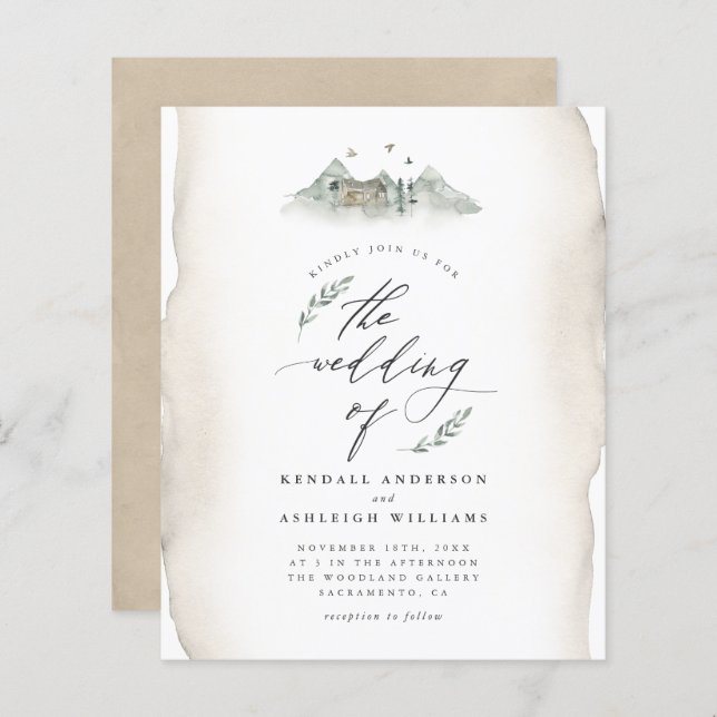 Folhas de Cores Aquáticas e Casamento de Montanha (Frente/Verso)