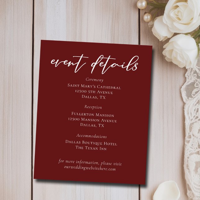 Folhas de Detalhes do Elegante Burgundy Wedding (Criador carregado)