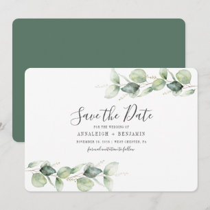 Folhas de Eucalipto Cartão de Save the Date de Cas