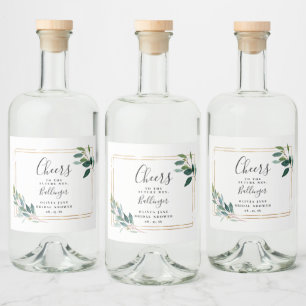 Folhas de Eucalipto em Verde com Moldura Dourada 