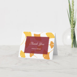 Folhas de ginkgo caindo cartão de agradecimento ma