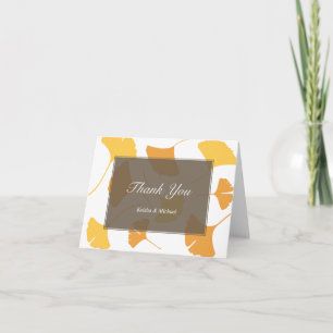 Folhas de ginkgo caindo nota de agradecimento casa