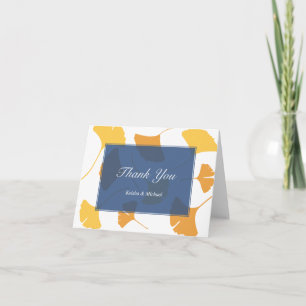 Folhas de ginkgo caindo nota de agradecimento casa