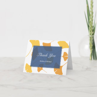 Folhas de ginkgo caindo nota de agradecimento casa