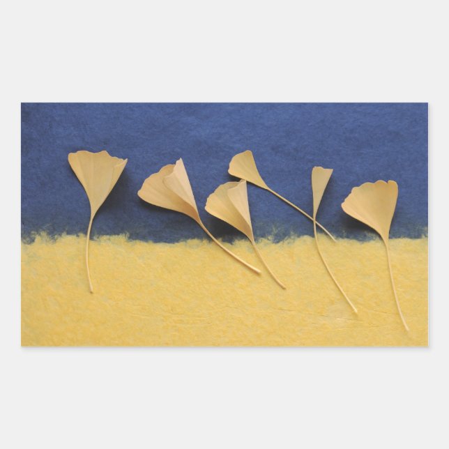 folhas de ginkgo em autocolantes de retângulo de p (Frente)